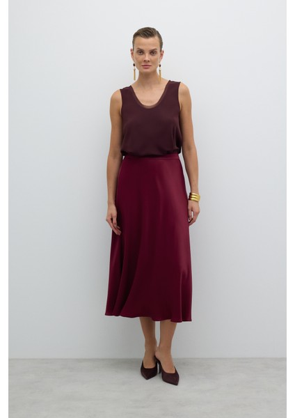 Kloş Midi Boy Etek Bordo K2615052_008