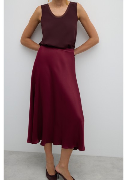 Kloş Midi Boy Etek Bordo K2615052_008 fırsatları