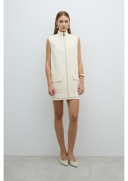 Ribana Yaka Çift Cepli Yelek Ekru K2617017_049 modelleri