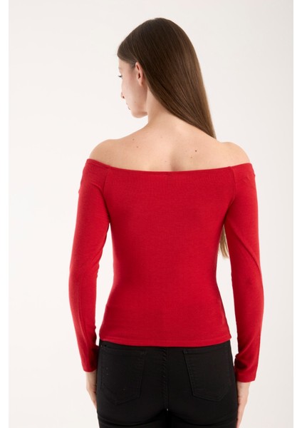 Kadın Uzun Kollu Geniş Yaka Esnek Bluz – Modern ve Zarif 3007 modelleri