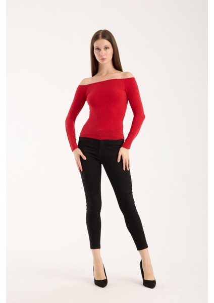 Kadın Uzun Kollu Geniş Yaka Esnek Bluz – Modern ve Zarif 3007 indirimleri