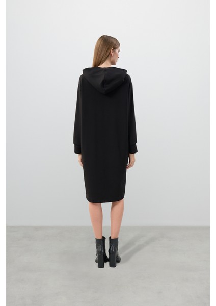 Kapüşonlu Midi Boy Örme Elbise Siyah K2521010_001 fiyatları