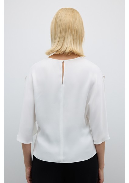 Bisiklet Yaka Pelerin Kol Detaylı Bluz Ekru K2613015_049 fiyatları