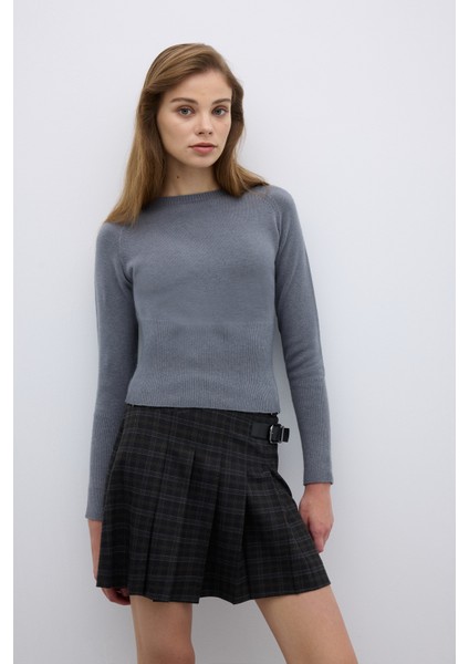 Bisiklet Yaka Triko Gri K2671016_004