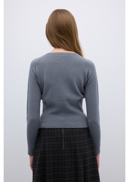 Bisiklet Yaka Triko Gri K2671016_004 fiyatları