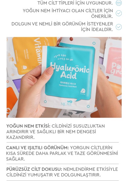 On Hyaluronic Acid Mask - Hyalüronik Asit Özlü Yüz Maskesi 20'li modelleri