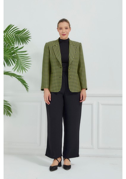 Atelier Kadın Büyük Beden Ekoseli Klasik Ceket modelleri