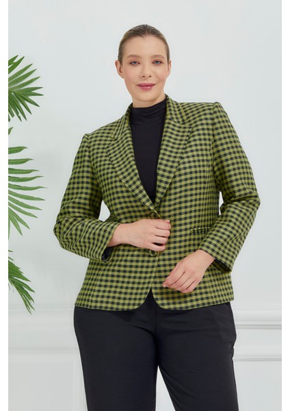 Atelier Kadın Büyük Beden Ekoseli Klasik Ceket indirimleri