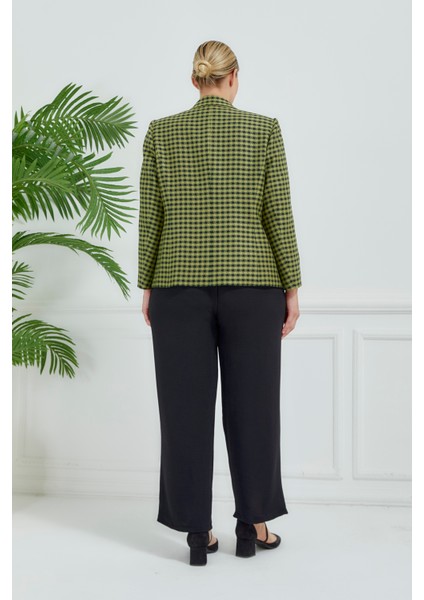 Atelier Kadın Büyük Beden Ekoseli Klasik Ceket