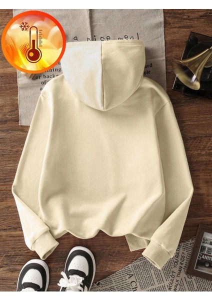 Ekru Sevimli Aksolotl ve Bubble Tea Baskılı Kız Çocuk Sweatshirt Rahat Kalıp modelleri