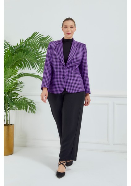 Atelier Kadın Büyük Beden Ekoseli Klasik Ceket fiyatları