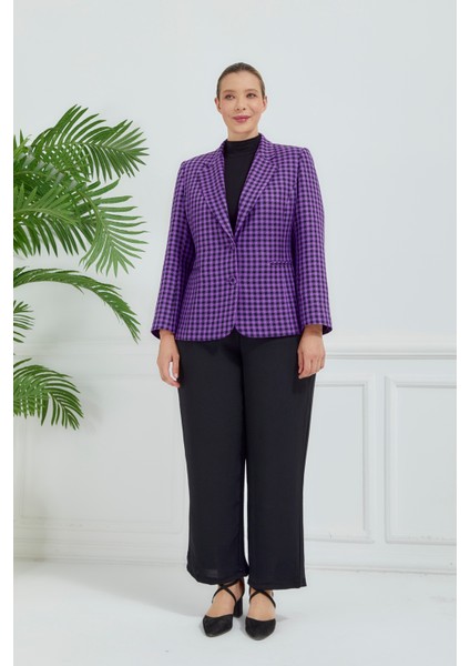 Atelier Kadın Büyük Beden Ekoseli Klasik Ceket indirimleri