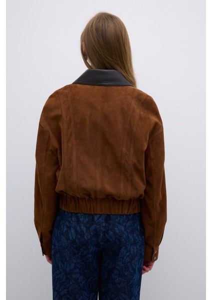 %100 Deri Fermuar ve Çıtçıt Detaylı Mont Taba Y2551002_022 fiyatları