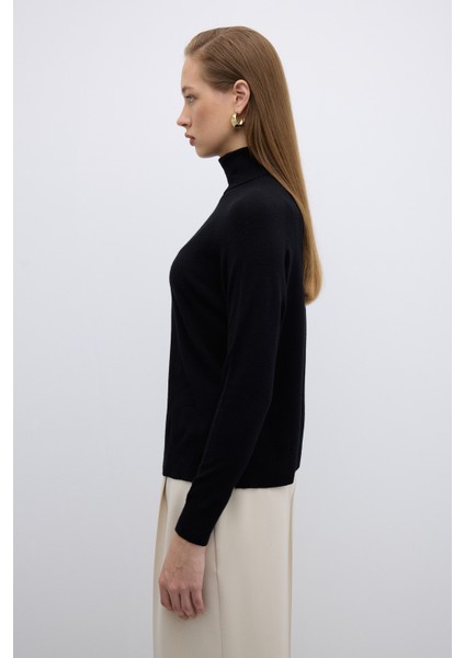 Balıkçı Yaka Triko Kazak Siyah K2671018_001 modelleri
