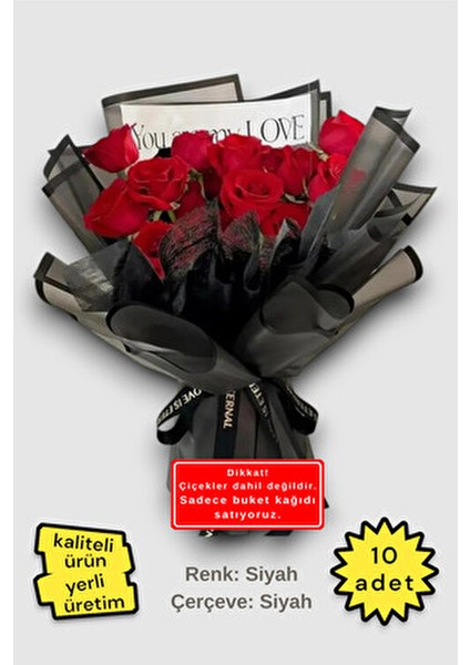 Çiçek Buket Ambalaj Jelatin Kağıdı (Siyah Zemin ve Siyah Kenarlı) Mat Opp 55X55CM 10ADET
