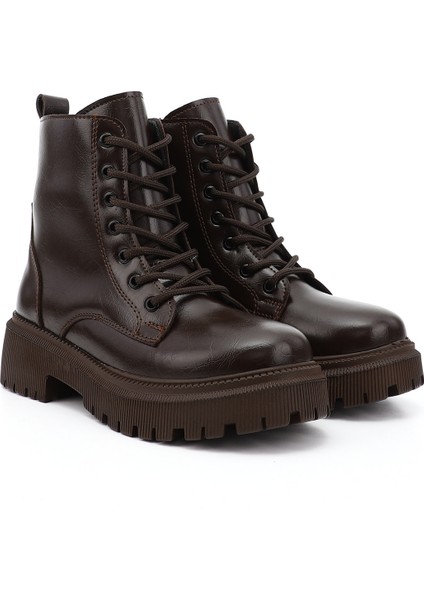 Kadın Kahverengi Fermuarlı Kalın Topuklu Postal Bot fiyatları