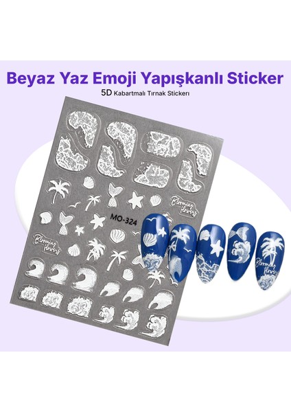 STC-MO-324 - Beyaz Yaz Emoji Yapışkanlı Sticker