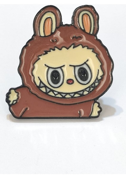 Labubu Rozet, Mineli, Metal. Çanta Süsü, Yaka Süsü, Okul Çantası, Çocuk Rozet.