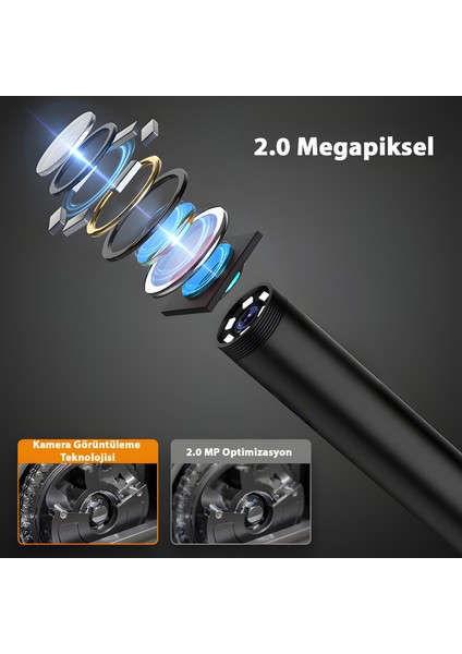 5003-2 Endoskop Kamera | 10M Kablo, 5" IPS Ekranlı, 2.0mp Hd Lens, Boru ve Motor Iç Görüntüleme fırsatları