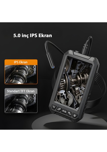 5003-2 Endoskop Kamera | 10M Kablo, 5" IPS Ekranlı, 2.0mp Hd Lens, Boru ve Motor Iç Görüntüleme indirimleri