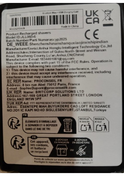 Tıraş Makinesi Jılılaıoval Min