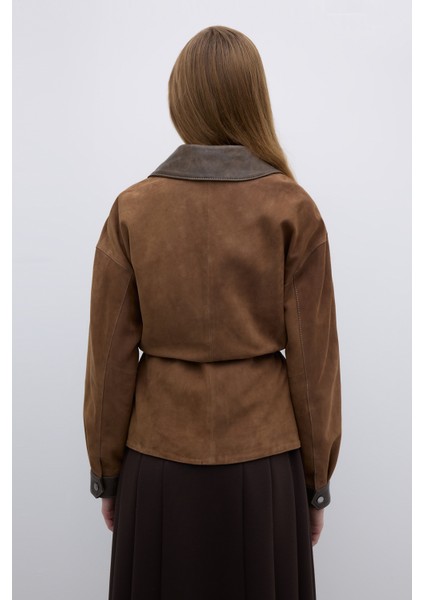 Beli Büzgülü ve Çıtçıt Detaylı Süet Mont Vizon Y2551001_014 fiyatları