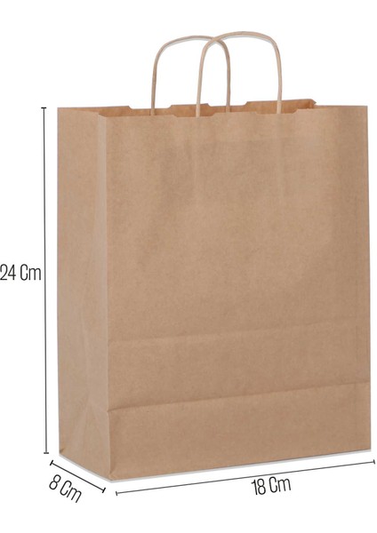 18*24*8 Kraft Saplı Kağıt Çanta 25 Adet indirimleri