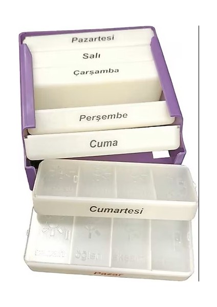 Günlük Haftalık Saklama Kutusu 7 Günlük Saklama Kabı Çekmeceli