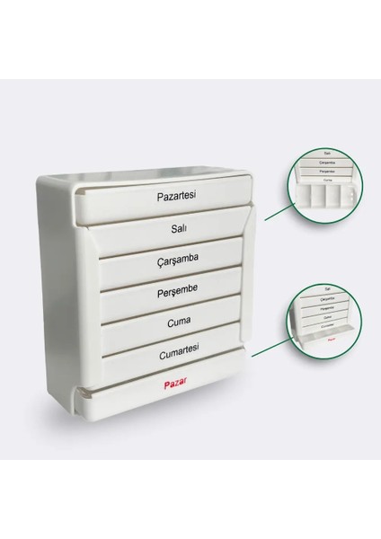 Günlük Haftalık Saklama Kutusu 7 Günlük Saklama Kabı Çekmeceli fiyatları