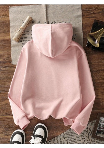 Pembe Sevimli Aksolotl ve Bubble Tea Baskılı Kız Çocuk Sweatshirt Rahat Kalıp fırsatları