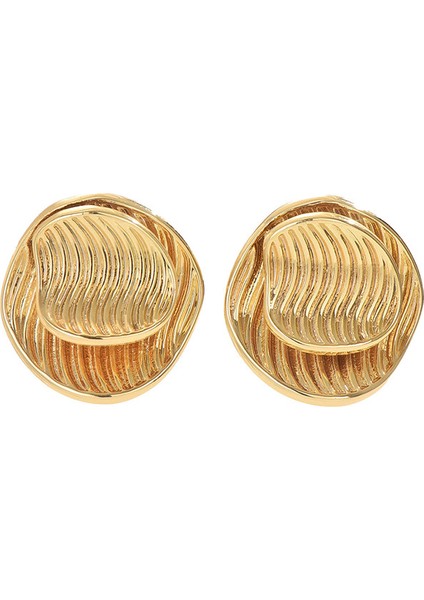 EH4757-9 Altın Yuvarlak Dalga Tasarım Kadın Küpeleri (Yurt Dışından)