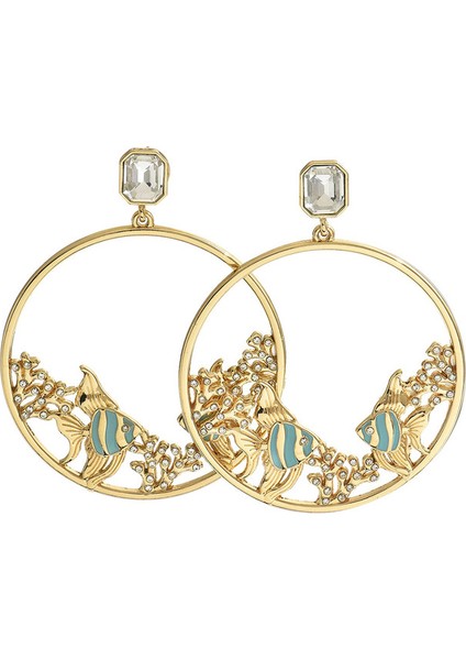 EH4739-1 Zirkon Taşlı Altın Balık Kadın Küpesi (Yurt Dışından)