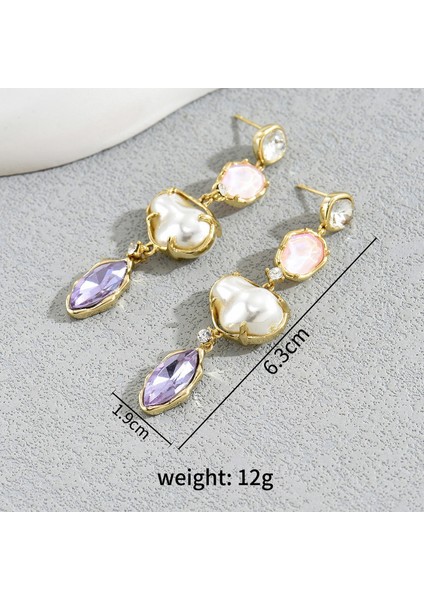 EH4300 Sentetik Zirkon ve Inci Taşlı Altın Uzun Kadın Küpeleri (Yurt Dışından) fiyatları