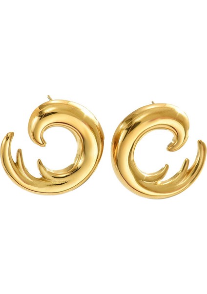 AEH70265-2 Altın Dalga Tasarımlı Kadın Küpeleri (Yurt Dışından)