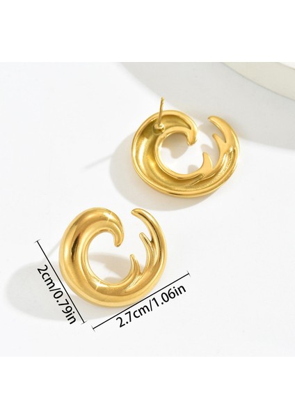 AEH70265-2 Altın Dalga Tasarımlı Kadın Küpeleri (Yurt Dışından) fiyatları