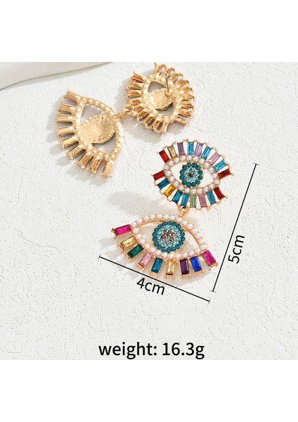 EH4266 Altın Melek Gözü Renkli Zirkonya Kadın Küpeleri (Yurt Dışından) fiyatları