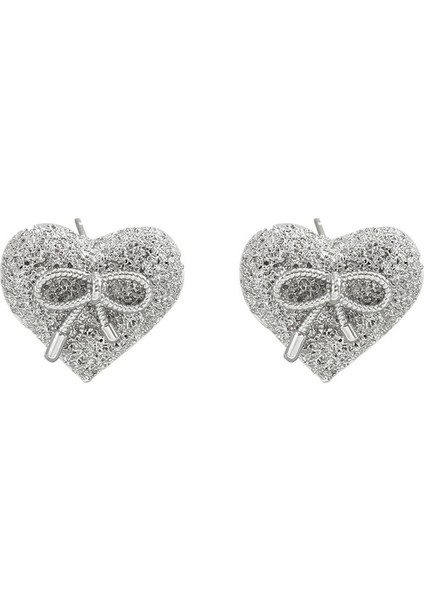 EH4754-7 Gümüş Fiyonk Kalp Tasarımlı Kadın Küpeleri (Yurt Dışından)