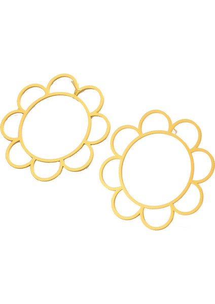 EHSM0217-1 Altın Ayçiçeği Kesim Tasarımlı Kadın Küpeleri (Yurt Dışından)