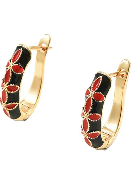 EH4979 Altın Vintage Saray Tarzı Çiçekli Kadın Küpeleri (Yurt Dışından)