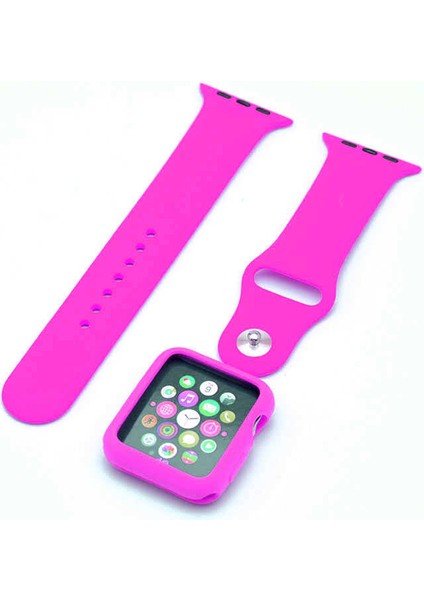 Watch 42MM Uyumlu 3 In 1 Klasik Kordon Ata - Pembe