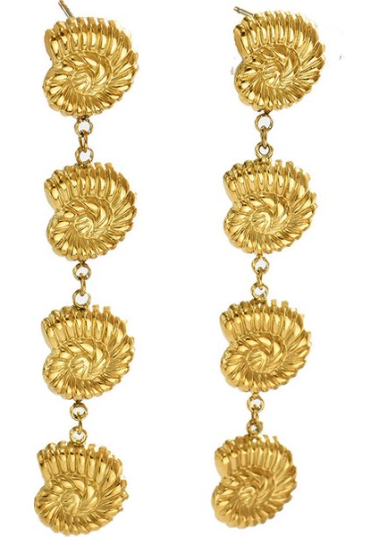 EH5068 Altın Deniz Kabuğu Kolye Kadın Küpe (Yurt Dışından)