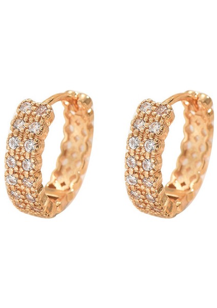 DE20288 Altın Geometrik Zirkon Kadın Küpeleri (Yurt Dışından)