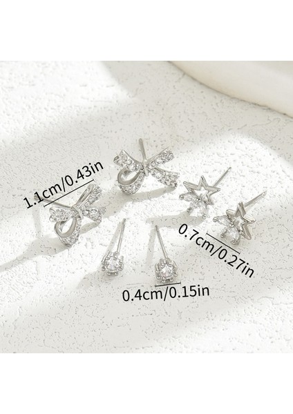 EH4591-6 Gümüş Kelebek Yıldız Şeklinde Zirkonyum Küpe - 3 Çift (Yurt Dışından) fiyatları