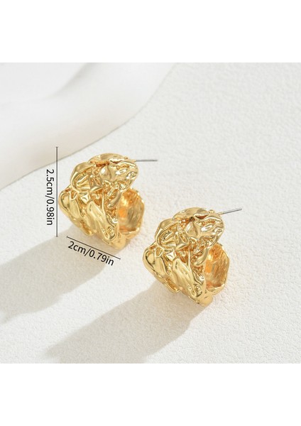 EH4739-3 Altın Kore Pileli Tasarım Kadın Küpeleri (Yurt Dışından) fiyatları
