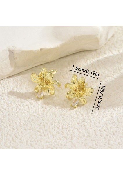 EH5199 Altın Çiçek Işlemeli Zirkon Tasarım Kadın Küpeleri (Yurt Dışından) fiyatları