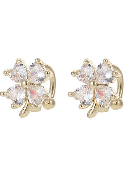 EH2167 Zirkon Taşlı Altın Çiçek Kadın Küpesi (Yurt Dışından)