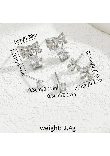 EH4593-7 Gümüş Fiyonk Işlemeli Zirkonya Çok Delikli Küpe - 3 Çift (Yurt Dışından) fiyatları