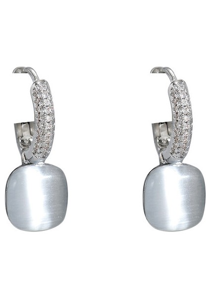 EH4987 Zirkon Taşlı Gümüş Tonlarında Kadın Küpeleri (Yurt Dışından)