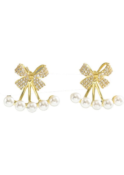 EH4738 Altın Fiyonk Işlemeli Zirkonyum Kadın Küpeleri (Yurt Dışından)