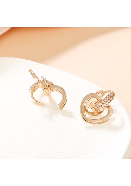 EH2008 Altın Çift Kalp Şeklinde Kübik Zirkon Kadın Küpeleri (Yurt Dışından) fiyatları